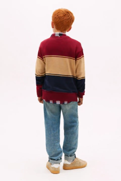 Sweater Tommy Hilfiger Menino Bordô/Azul Marinho e Bege - TH91- Tamanho 12 - 14 anos - loja online
