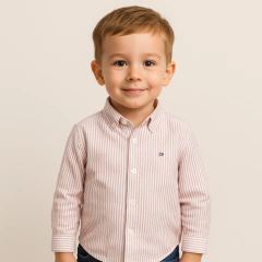 Camisa Social Menino Tommy Hilfiger Rosa Claro - TH010 - Tamanho 4 - 5 anos - comprar online