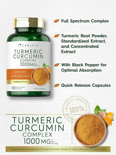 Turmeric Curcumin com Pimenta Preta Carlyle - 1000mg | 180 Cápsulas - Exp 03/27 na internet