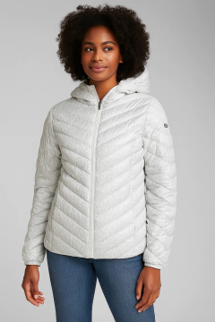 Jaqueta Reversível Nylon/Acolchoada Michael Kors Branco / Branco Logo - Tamanho G - loja online