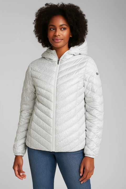 Jaqueta Reversível Nylon/Acolchoada Michael Kors Branco / Branco Logo - Tamanho M - comprar online