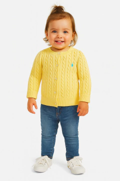 Sweater Cardigan Ralph Lauren - Amarelo - Menina - RL3377 - Tamanho 18 meses - comprar online