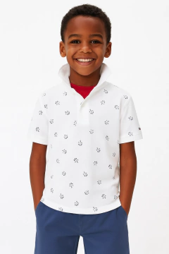 Camiseta Strech Polo Tommy Hilfiger Branca - TH6716 - Tamanho 4 - 5 anos - comprar online