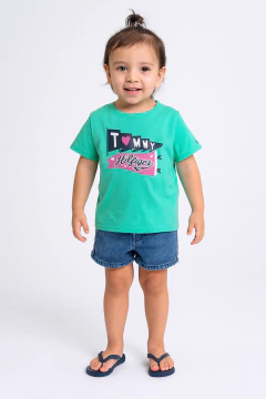 Camiseta Manga Curta Infantil Tommy Hilfiger Verde - TH02 - Tamanho 2 - 3 anos - comprar online