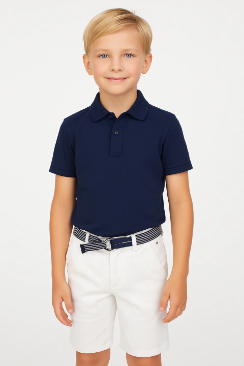 Bermuda Sarja Tommy Hilfiger Creme com cinto - TH9612 - Tamanho 12 anos - comprar online