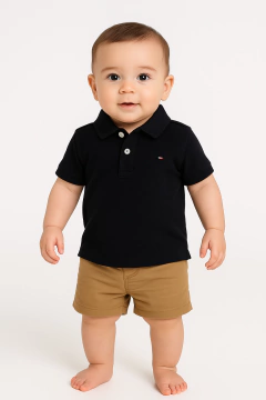 Camiseta Infantil Polo Tommy Hilfiger - Azul Marinho - TH8466- Tamanho 12 meses - comprar online