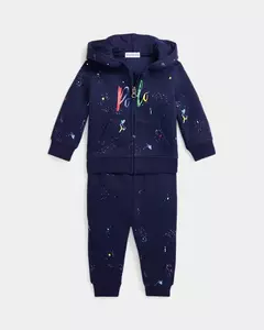 Conjunto Moletom Fleece Ralph Lauren Azul Marinho - RL0678 - Tamanho 12 meses