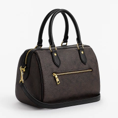 Bolsa Coach Rowan Satchel Bag- Gold Walnut Black na internet