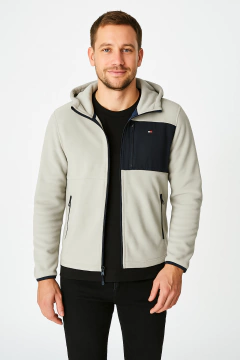 Jaqueta Masculino Tommy Hilfiger Fleece Cinza Claro/Marinho- TH0983 - Tamanho M - comprar online