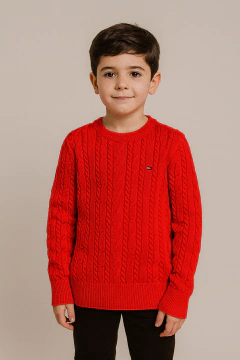 Sweater Tommy Hilfiger Menino Vermelho - TH0099- Tamanho 8 - 10 anos - comprar online