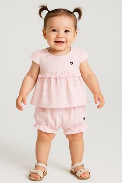 Vestido e Calcinha Tommy Hilfiger Baby Rosa - TH012 - Tamanho 6 - 9 meses - comprar online