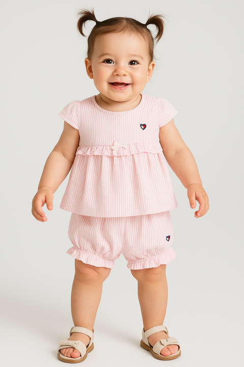 Vestido e Calcinha Tommy Hilfiger Baby Rosa - TH012 - Tamanho 6 - 9 meses - comprar online