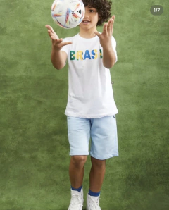 Camiseta Copa do Mundo Brasil Branca - Tamanho 2 anos