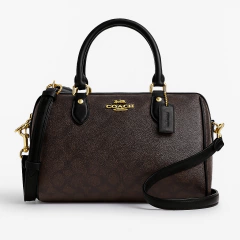 Bolsa Coach Rowan Satchel Bag- Gold Walnut Black - comprar online