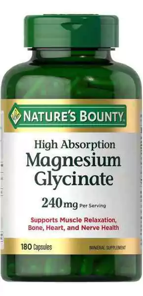 Magnesium Glycinate 240mg Suplemento Nature's Bounty 180 Cap - Exp 07/28