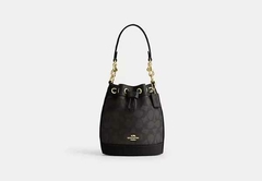 Bolsa Coach Mini Bucket Bag Gold Walnut Black
