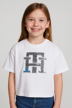 Camiseta Infantil Tommy Hilfiger Lantejoulas- TH005 - Tamanho 12 - 14 anos - comprar online