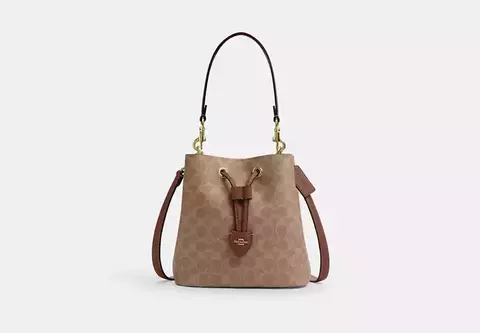 New Bolsa Coach Rowan bucket bag in signature canvas - Brown - comprar online