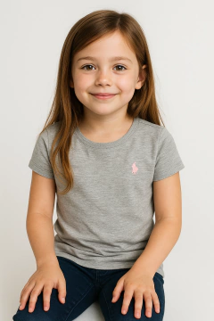 Camiseta Polo Ralph Lauren Cinza - Menina - RL677 - Tamanho 6 - 6X anos - comprar online