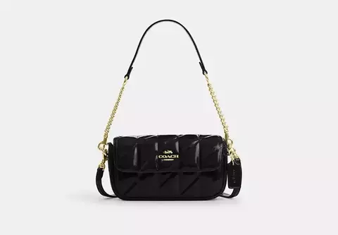 Bolsa Coach Hailey Flap Bag With Quilting - Preta - comprar online