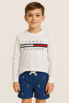 Camiseta Manga Longa Tommy Hilfiger Branca - TH0012 - Tamanho 12 - 14 anos - comprar online