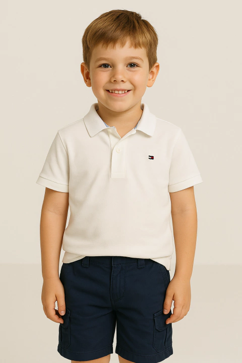 Camiseta Polo Tommy Hilfiger Branca- TH7173- Tamanho 6 - 7 anos - comprar online