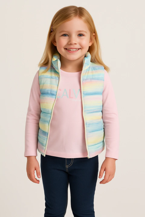 Conjunto Calvin Klein 3 peças Colete Rainbow - CK9646 - Tamanho 6 anos - comprar online