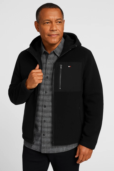 Jaqueta Masculina Tommy Hilfiger Fleece Black - TH4537 - Tamanho G - comprar online