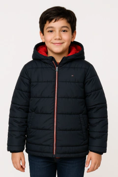 Jaqueta Infantil Tommy Hilfiger Puffer Azul Marinho - TH3633 - Tamanho 10 - 12 anos - comprar online