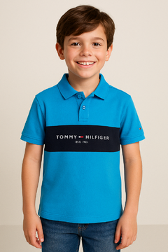 Camiseta Infantil Polo Tommy Hilfiger - Azul- TH40366- Tamanho 6 - 7 anos - comprar online