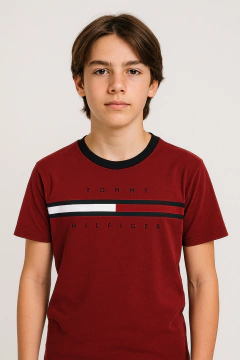 Camiseta Tommy Hilfiger Bordô- TH685 - Tamanho 16 - 18 anos - comprar online