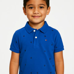 Camiseta Polo Tommy Hilfiger Azul Detalhes- TH023 - Tamanho 6 - 7 anos - comprar online