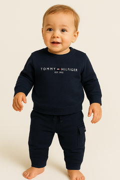 Conjunto Moletom Infantil Tommy Hilfiger Azul Marinho - TH099 - Tamanho 24 meses - comprar online
