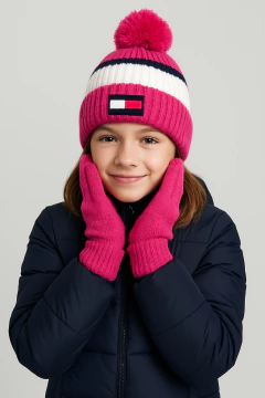 Touca e Luva Infantil Tommy Hilfiger Pink - Tamanho 8 - 16 anos - comprar online