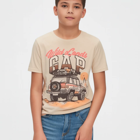 Camiseta Infantil Gap Carro - Marrom Claro - GAP120 - Tamanho 12 anos - comprar online