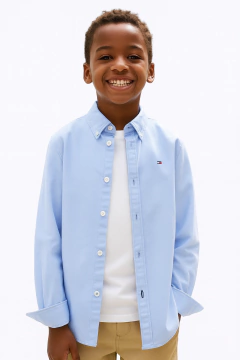 Camisa Social Tommy Hilfiger Stretch Oxford Jeans - TH121 - Menino - Tamanho 8 - 10 anos - comprar online