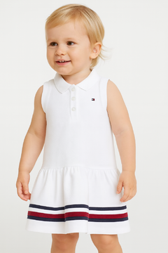 Vestido Tommy Hilfiger Branco Regata Baby - TH2424 - Tamanho 18 meses - comprar online