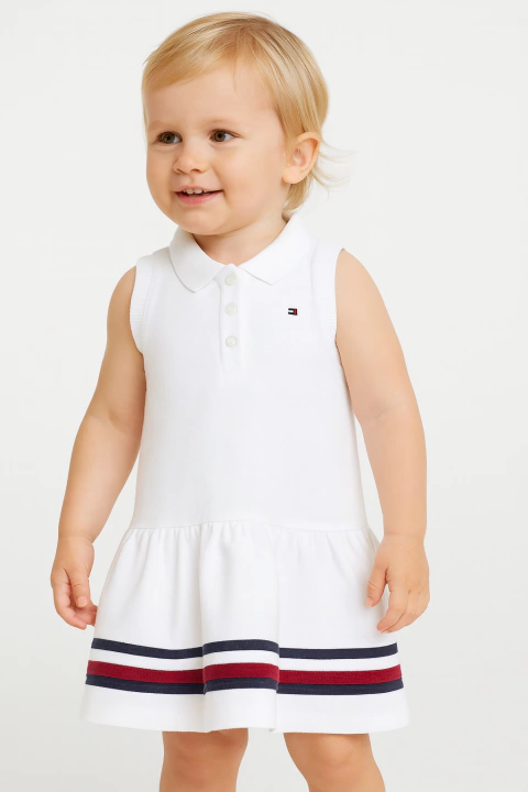 Vestido Tommy Hilfiger Branco Regata Baby - TH2424 - Tamanho 24 meses - comprar online