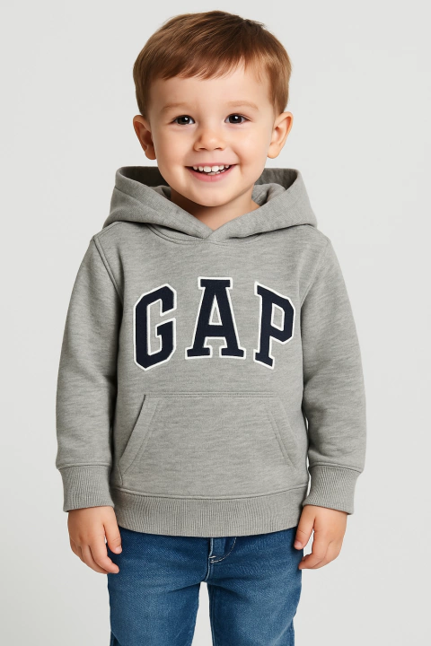 Moletom Gap Fleece Cinza/Logo Azul Marinho - GAP068 - Tamanho 3 anos - comprar online