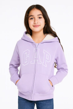 Moletom Forrado Gap Lilás Clarinho - GAP7898 - Tamanho 12 anos - comprar online