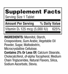 D3 125mcg, 5,000iu - Vitamina Spring Valley - 90 tablets - comprar online