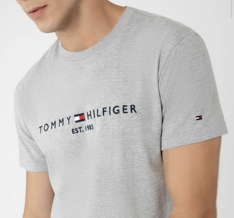 Camiseta Masculina Tommy Hilfiger Cinza Logo - TH7435 - Tamanho GG
