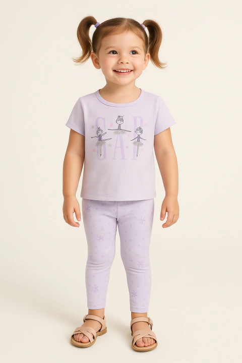 Conjunto Camiseta e Legging Gap Infantil Bailarina Lilás Claro - Tamanho 5 anos - comprar online