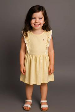 Vestido Tommy Hilfiger Babados Amarelo - TH3820 - Tamanho 4 - 5 anos na internet