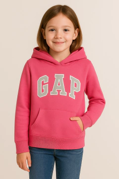 Moletom Fleece Gap Rosa Logo Cinza - GAP7290 - Tamanho 6 - 7 Anos - comprar online