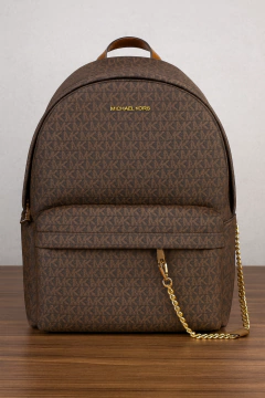 Mochila Michael Kors Slater Logo Marrom Tamanho Grande - comprar online