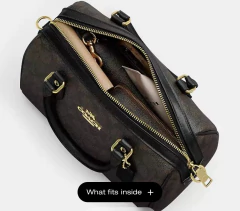 Bolsa Coach Rowan Satchel Bag- Gold Walnut Black - loja online