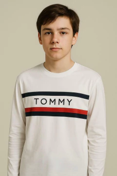 Camiseta Manga Longa Tommy Hilfiger Branca - TH1717 - Tamanho 14 - 16 anos - comprar online
