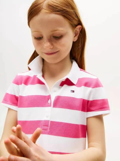 Vestido Polo Tommy Hilfiger Stripe Rosa - TH665A - Tamanho 8 - 10 anos - comprar online