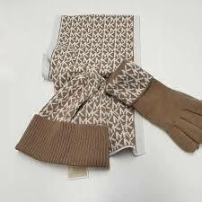 Kit Touca, Luva e Cachecol Michael Kors Brown/White - Mimos de Orlando